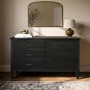 Black Ribbed 6 Drawer Chest of Drawers - Farah
