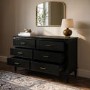 Black Ribbed 6 Drawer Chest of Drawers - Farah