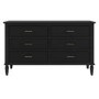Black Ribbed 6 Drawer Chest of Drawers - Farah