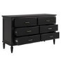 Black Ribbed 6 Drawer Chest of Drawers - Farah