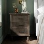 Dark Wood Ribbed 3 Drawer Bedside Table - Farah 