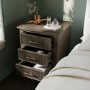 Dark Wood Ribbed 3 Drawer Bedside Table - Farah 