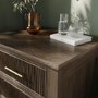Dark Wood Ribbed 3 Drawer Bedside Table - Farah 