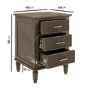 Dark Wood Ribbed 3 Drawer Bedside Table - Farah 