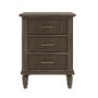 Dark Wood Ribbed 3 Drawer Bedside Table - Farah 