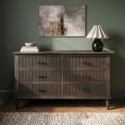 FRH004 Dark Wood Ribbed 6 Drawer Chest of Drawers - Farah