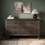 Dark Wood Ribbed 6 Drawer Chest of Drawers - Farah