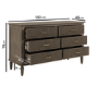 Dark Wood Ribbed 6 Drawer Chest of Drawers - Farah