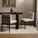 FRJ001 Set of 2 Walnut and Beige Ribbed Upholstered Dining Chairs - Freja