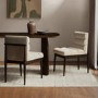 Set of 2 Walnut and Beige Ribbed Upholstered Dining Chairs - Freja
