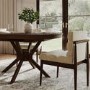 Set of 2 Walnut and Beige Ribbed Upholstered Dining Chairs - Freja