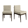 Set of 2 Walnut and Beige Ribbed Upholstered Dining Chairs - Freja