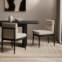 FRJ002 Set of 2 Black and Beige Ribbed Upholstered Dining Chairs - Freja