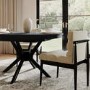 Set of 2 Black and Beige Ribbed Upholstered Dining Chairs - Freja
