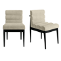 Set of 2 Black and Beige Ribbed Upholstered Dining Chairs - Freja