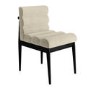 Set of 2 Black and Beige Ribbed Upholstered Dining Chairs - Freja