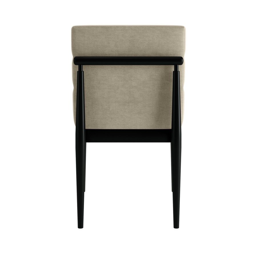 Set of 2 Black and Beige Ribbed Upholstered Dining Chairs - Freja