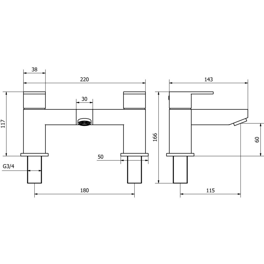 GRADE A1 - Nuo Bath Filler Mixer Tap