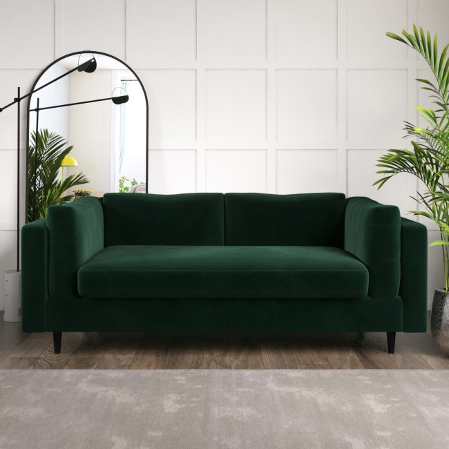 Green Velvet 3 Seater Flat Packed Sofa - Frankie