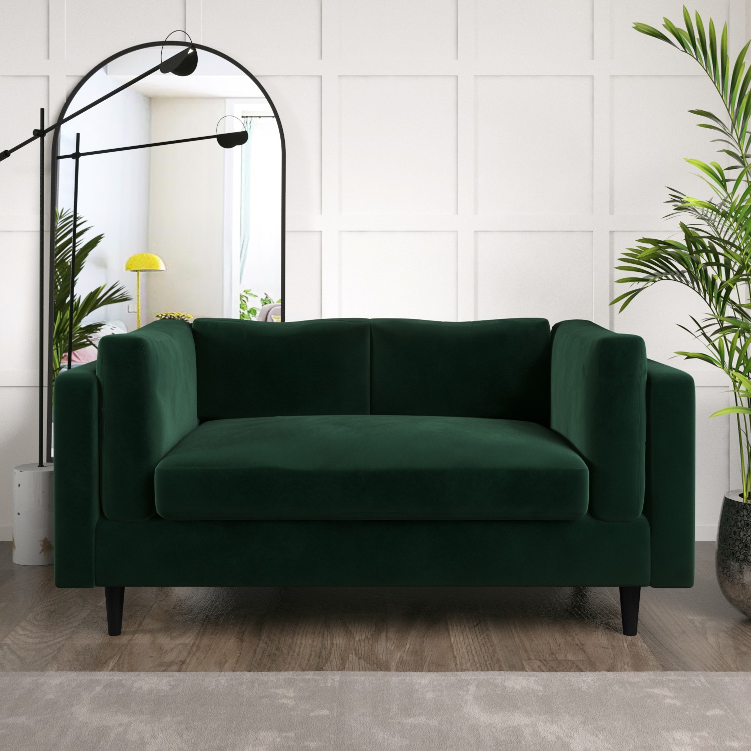 Photo of Green velvet 2 seater sofa in a box - frankie