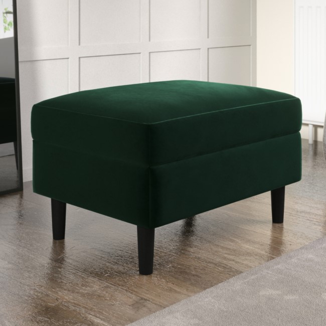 Large Green Velvet Footstool - Frankie