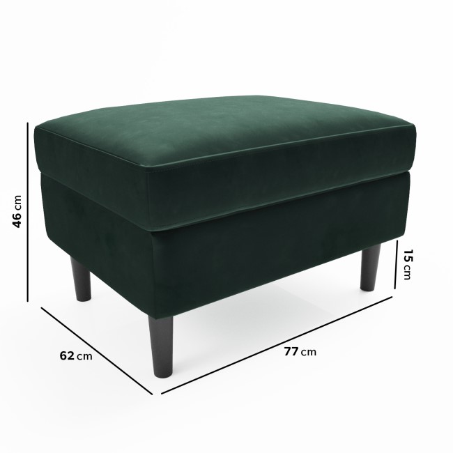 Large Green Velvet Footstool - Frankie