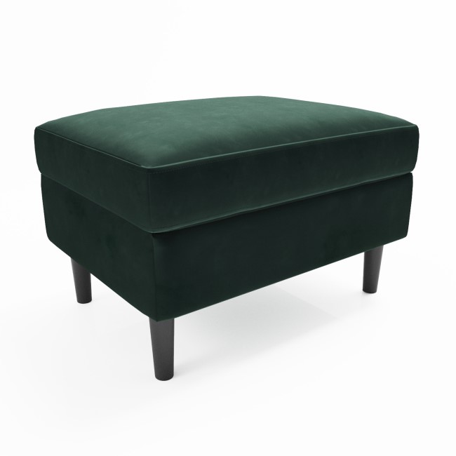 Large Green Velvet Footstool - Frankie