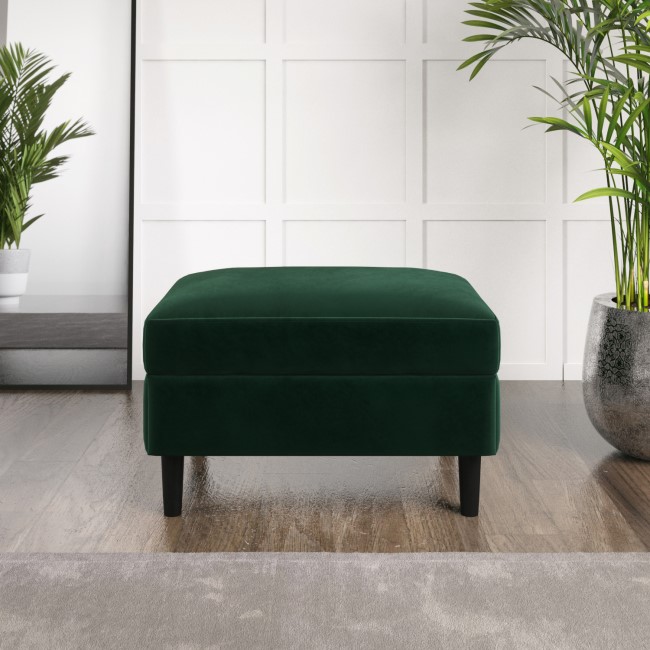 Large Green Velvet Footstool - Frankie