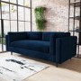 GRADE A1 - Navy Blue Velvet 3 Seater Sofa in a Box - Frankie