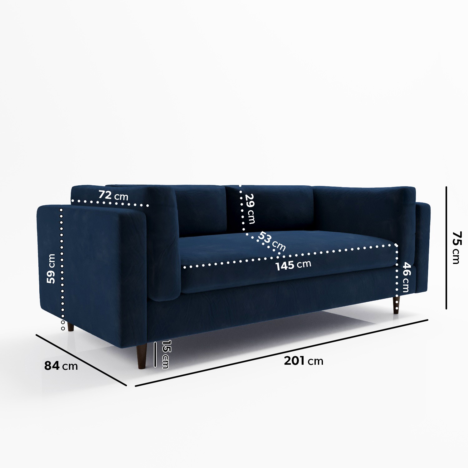 Read more about Navy velvet 3 seater sofa in a box frankie