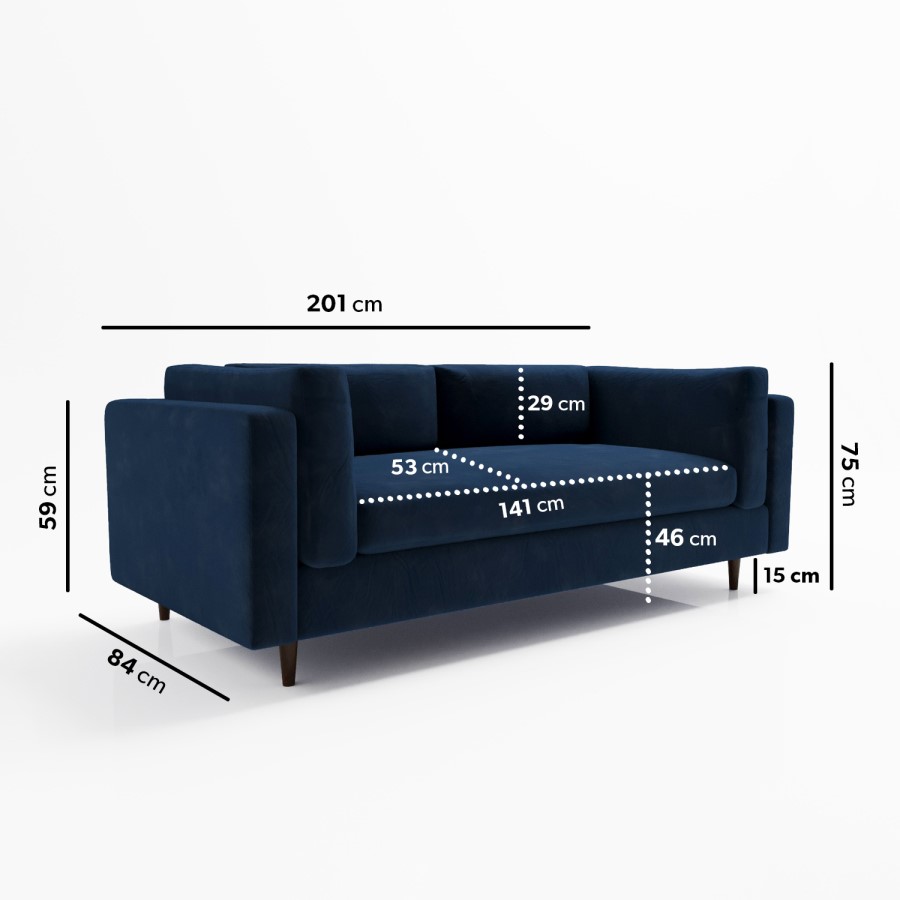 GRADE A1 - Navy Blue Velvet 3 Seater Sofa in a Box - Frankie