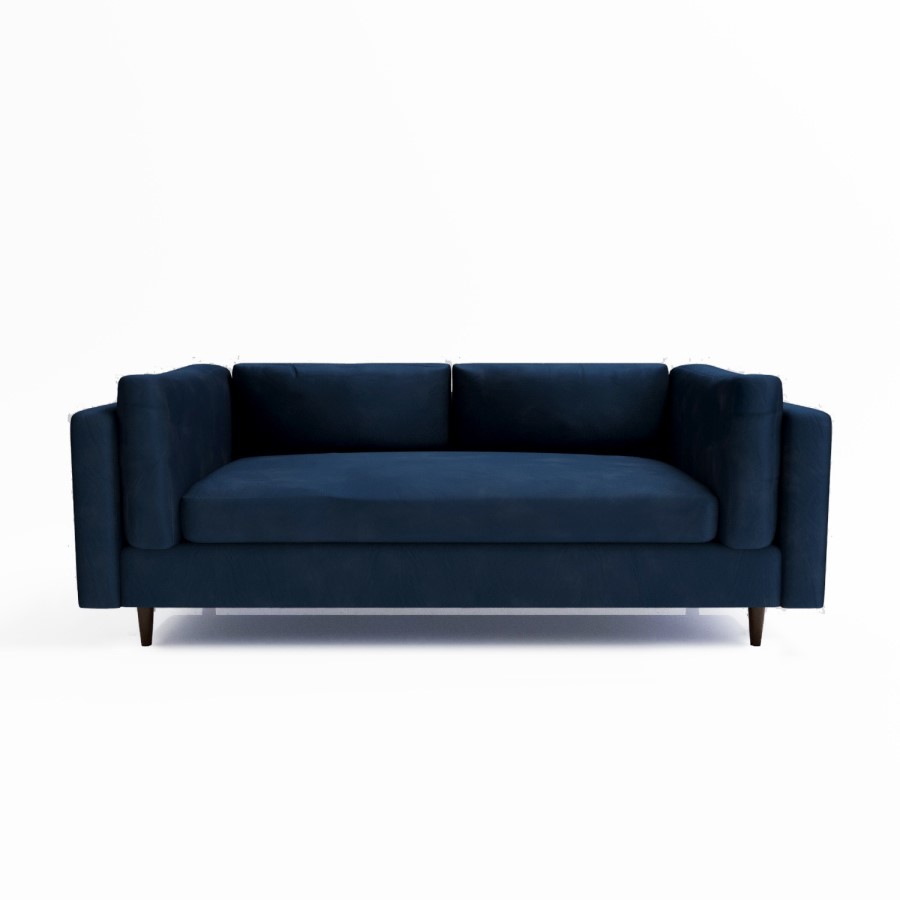 Navy Velvet 3 Seater Sofa in a Box - Frankie