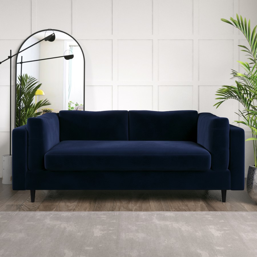 Navy Velvet 2 Seater Sofa in a Box - Frankie
