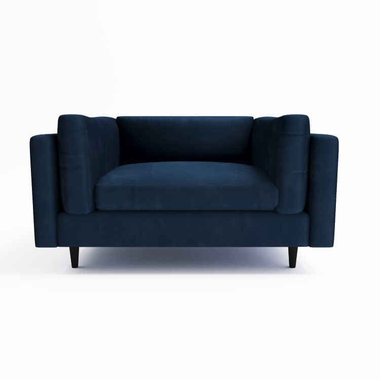 Navy Velvet Love Seat - Frankie