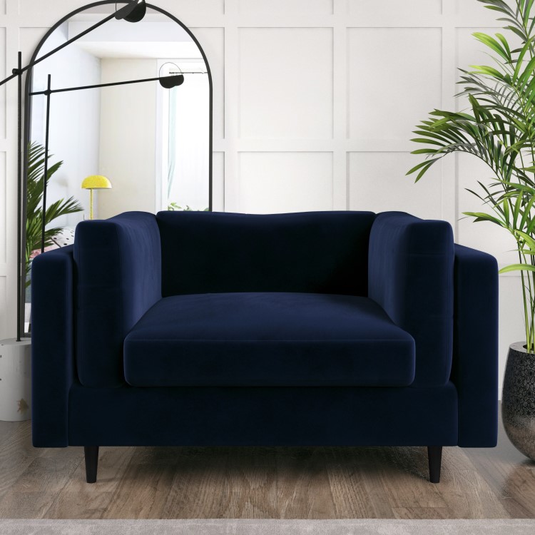 Navy Velvet Love Seat - Frankie