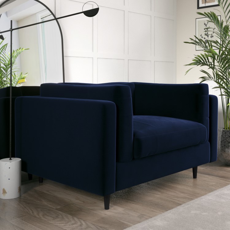 Navy Velvet Love Seat - Frankie