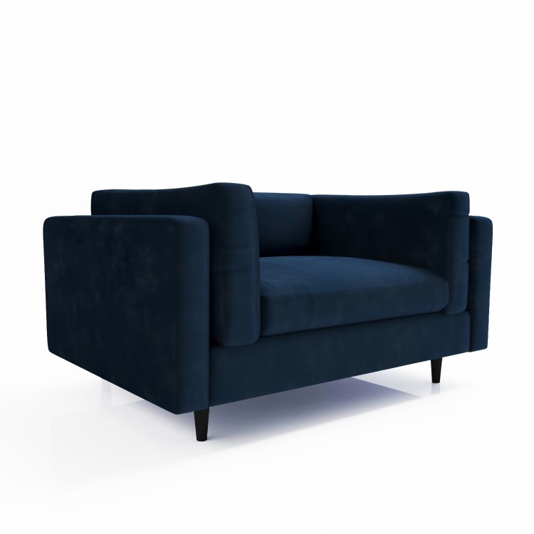 Navy Velvet Love Seat - Frankie