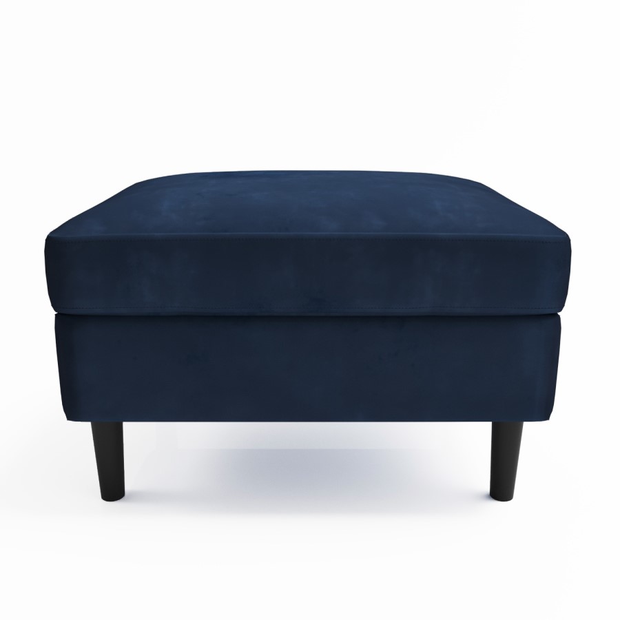 Large Navy Velvet Footstool - Frankie
