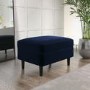 Large Navy Velvet Footstool - Frankie