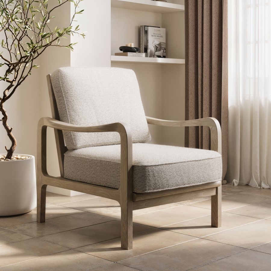 ALMOST PERFECT - Beige Teddy Mid Century Armchair - Farren