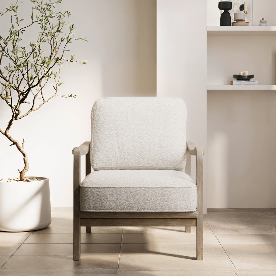 ALMOST PERFECT - Beige Teddy Mid Century Armchair - Farren