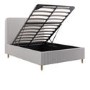 Cream Striped Chenille Double Ottoman Bed with Curved Headboard - Farrow