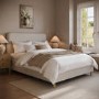 Beige Striped Chenille King Size Ottoman Bed with Curved Headboard - Farrow