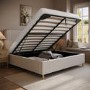 Cream Striped Chenille Super King Ottoman Bed with Curved Headboard - Farrow
