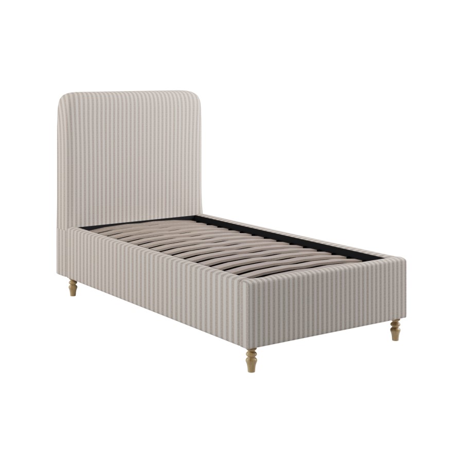Ticking Stripe Single Ottoman bed in Cream/Neutral -Farrow