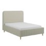 Sage Striped Chenille Double Ottoman Bed with Curved Headboard - Farrow