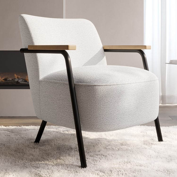 Cream Boucle Scandi Armchair - Freya