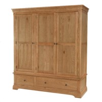 Bayonne Oak Triple Wardrobe With Drawers
