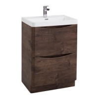 Walnut Free Standing Bathroom Vanity Unit & Basin - W600mm