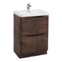 Walnut Free Standing Bathroom Vanity Unit & Basin - W600mm